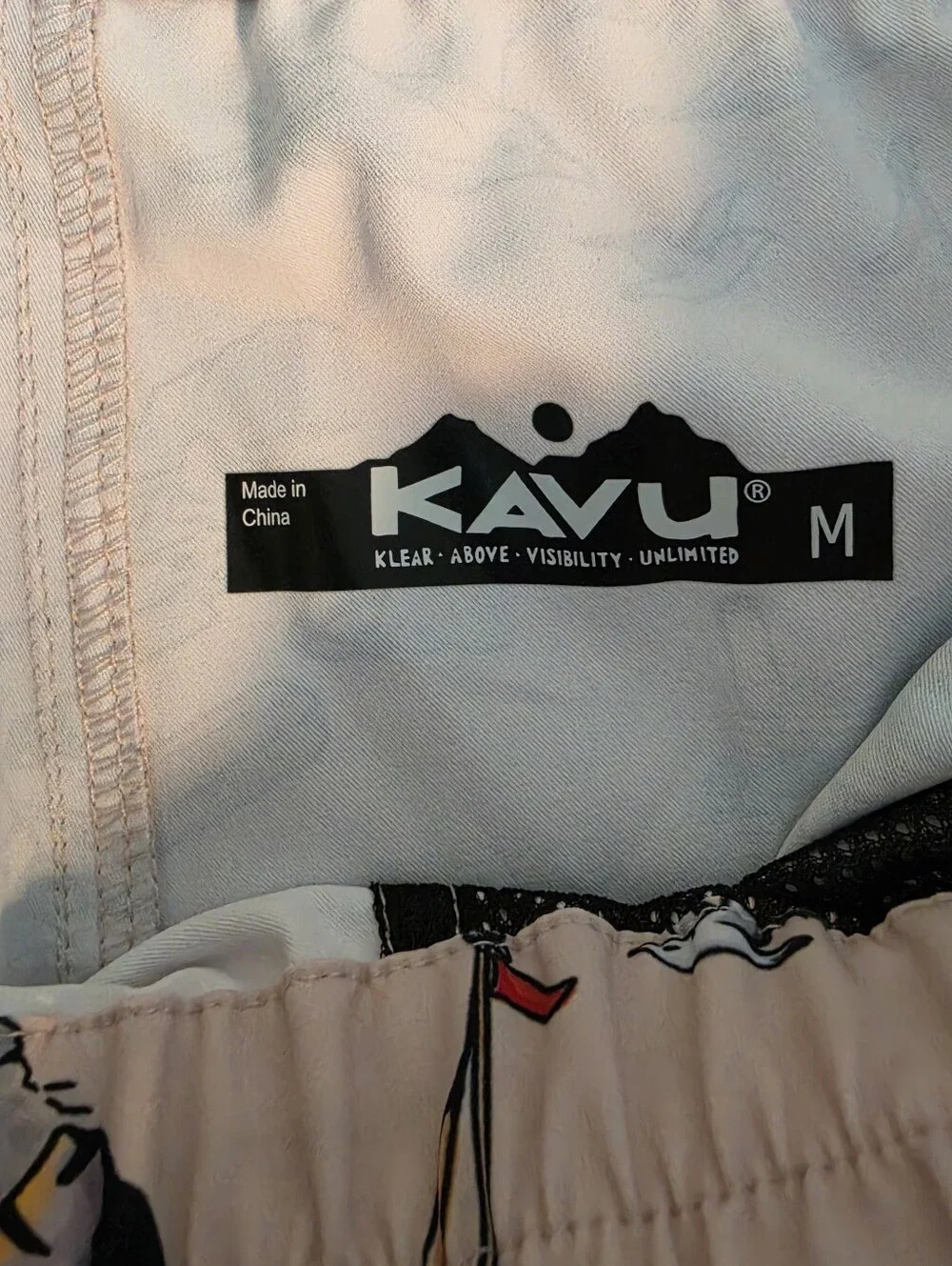 KAVU Costa Short Men's Medium Pink Scenic Print Swim Trunk Outdoor Camp